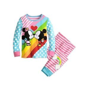 NEW Disney Store Girls Kids 8 Minnie & Mickey Mouse Kiss 2 piece Pajamas